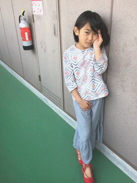 「アイテム（パンプス）」を使った、MOMOさん（キッズ・123cm）の春コーディネート