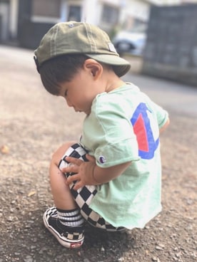 「F.O.KIDS（エフオーキッズ）のアイテム（キャップ）」を使った、jpdtadさん（キッズ・80cm）の春コーディネート