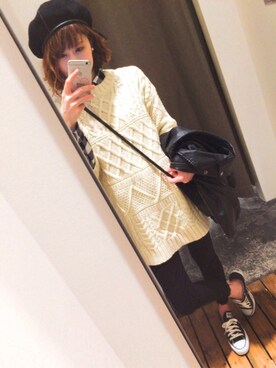 「ロング」｜「アイテム（ハンチング/ベレー帽）」を使った、chan'makiさん（レディース・164cm）の冬コーディネート
