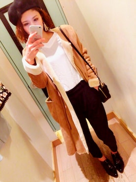 「ブラウス」｜「アイテム（ムートンコート）」を使った、chan'makiさん（レディース・164cm）の冬コーディネート