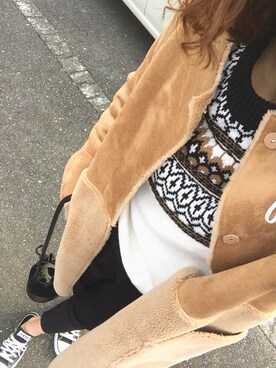 「甘辛mix」｜「アイテム（ノーカラージャケット）」を使った、chan'makiさん（レディース・164cm）の冬コーディネート