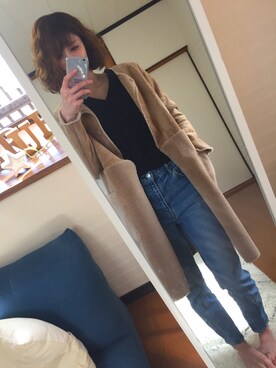 「IENA（イエナ）のアイテム（ノーカラージャケット）」を使った、chan'makiさん（レディース・164cm）の冬コーディネート