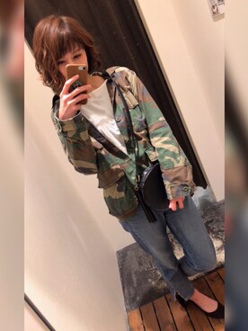 「ラウンドバッグ」｜「アイテム（ジャケット/アウター）」を使った、chan'makiさん（レディース・164cm）の春コーディネート