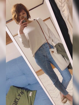 「TODAYFUL（トゥデイフル）のTODAYFUL(トゥディフル)  "ROY's Denim"カットオフデニム（デニムパンツ）」を使った、chan'makiさん（レディース・164cm）の春コーディネート