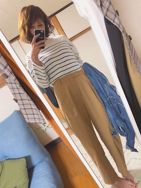 「キャメル」｜「アイテム（デニムジャケット）」を使った、chan'makiさん（レディース・164cm）の秋コーディネート