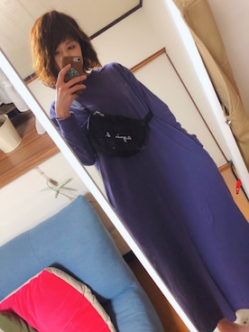 「パープル×黒」｜「アイテム（ワンピース）」を使った、chan'makiさん（レディース・164cm）の春コーディネート