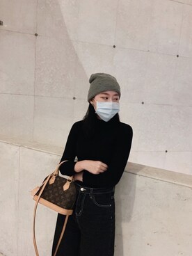 「LouisVuitton」｜「アイテム（ニットキャップ/ビーニー）」を使った、MaoJiaさん（レディース・166cm）の冬コーディネート