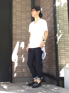 「アイテム（バンダナ/スカーフ）」を使った、ミフネさん（メンズ・172cm）の秋コーディネート