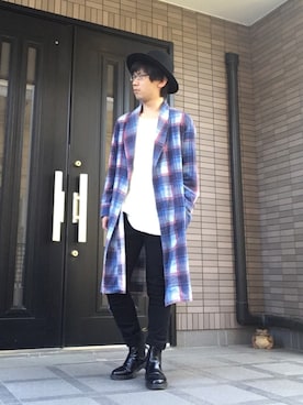 「ロング丈」｜「アイテム（その他アウター）」を使った、ミフネさん（メンズ・172cm）の秋コーディネート