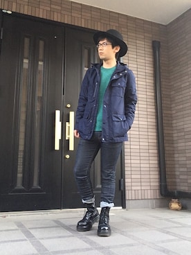 「GAP（ギャップ）のアイテム（ナイロンジャケット）」を使った、ミフネさん（メンズ・172cm）の冬コーディネート