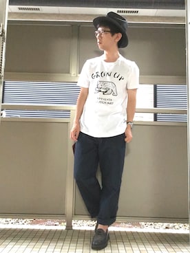 「KNOWLEDGEのアイテム（ハット）」を使った、ミフネさん（メンズ・172cm）の秋コーディネート