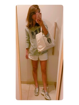 「PRADA（プラダ）のアイテム（モカシン/デッキシューズ）」を使った、-_-.♡さん（レディース・158cm）の春コーディネート