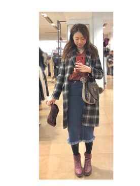 「Honeys（ハニーズ）のアイテム（ピーコート）」を使った、好听听さん（レディース・165cm）の春コーディネート