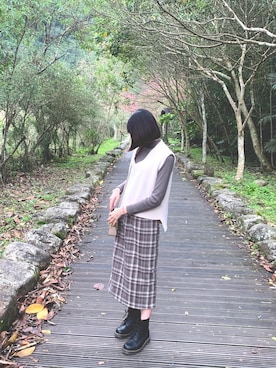 「Dr. Martens（ドクターマーチン）のDr.ﾏｰﾁﾝ　1460　8ホール（ブーツ）」を使った、wwananさん（レディース・162cm）の冬コーディネート