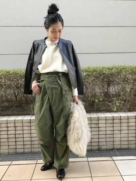 「JOURNAL STANDARD（ジャーナルスタンダード）のアイテム（ライダースジャケット）」を使った、N.Sさん（レディース・167cm）の秋コーディネート