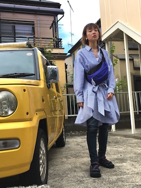 「blue」｜「アイテム（アナログ腕時計）」を使った、FBKさん（レディース・160cm）の夏コーディネート