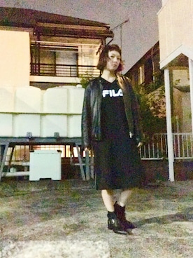 「FILA（フィラ）のアイテム（ワンピース/ドレス）」を使った、FBKさん（レディース・160cm）の秋コーディネート