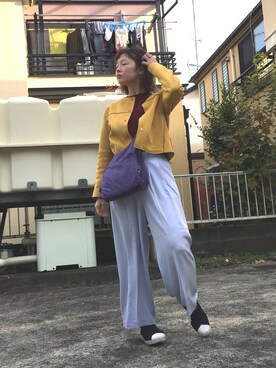 「リブニット」｜「アイテム（スリッポン）」を使った、FBKさん（レディース・160cm）の冬コーディネート