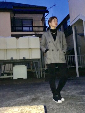 「グレンチェック」｜「アイテム（スリッポン）」を使った、FBKさん（レディース・160cm）の春コーディネート