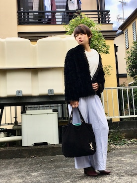 「ラベンダー」｜「アイテム（ノーカラージャケット）」を使った、FBKさん（レディース・160cm）の秋コーディネート