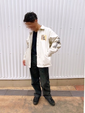 「FLAGSTUFF（フラグスタフ）のアイテム（ジャケット/アウター）」を使った、THUGROOさん（メンズ・172cm）の春コーディネート
