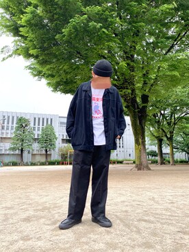 「TENBOX（テンボックス）のアイテム（ローファー）」を使った、THUGROOさん（メンズ・171cm）の春コーディネート