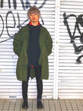 「アイテム（マウンテンパーカー、ブルー系）」を使った、おーかわら   ゆうさん（メンズ・171cm）の冬コーディネート