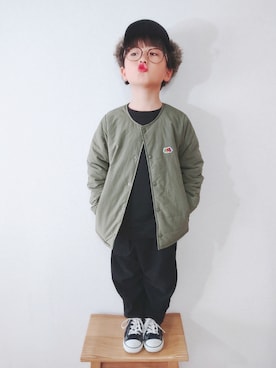「男の子コーデ」｜「アイテム（ノーカラージャケット）」を使った、aoさん（キッズ・110cm）の冬コーディネート