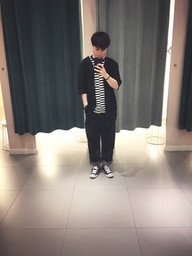 「H&M（エイチ・アンド・エム）のアイテム（ノーカラージャケット）」を使った、echoさん（メンズ・163cm）の春コーディネート
