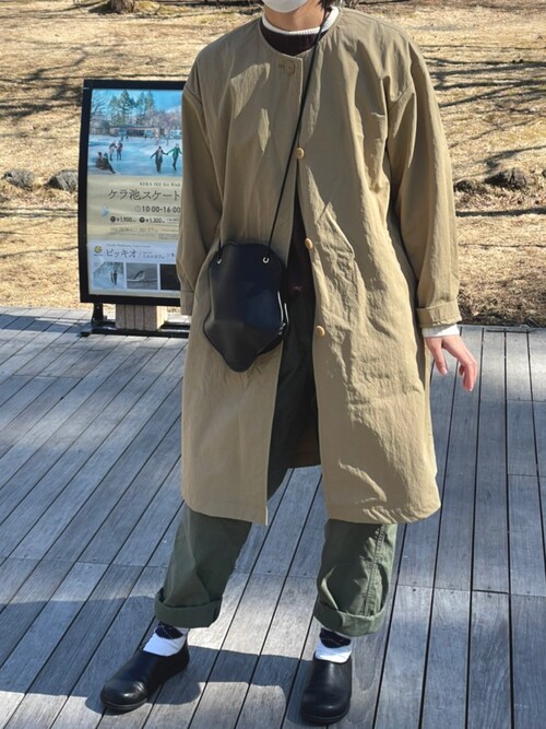 まゆか 無印良品のノーカラーコートを使ったコーディネート Wear