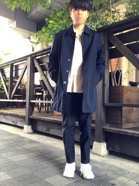 「アイテム（ステンカラーコート）」を使った、コウスケさん（メンズ・168cm・20代）の秋コーディネート