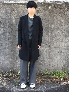 「H&M（エイチ・アンド・エム）のアイテム（ニット/セーター）」を使った、コウスケさん（メンズ・168cm）の冬コーディネート