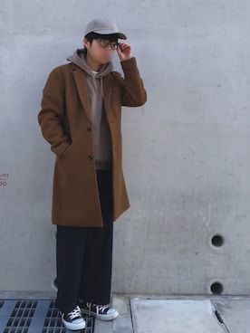 「SENSE OF PLACE by URBAN RESEARCH（センスオブプレイスバイアーバンリサーチ）のアイテム（チェスターコート）」を使った、コウスケさん（メンズ・168cm）の冬コーディネート