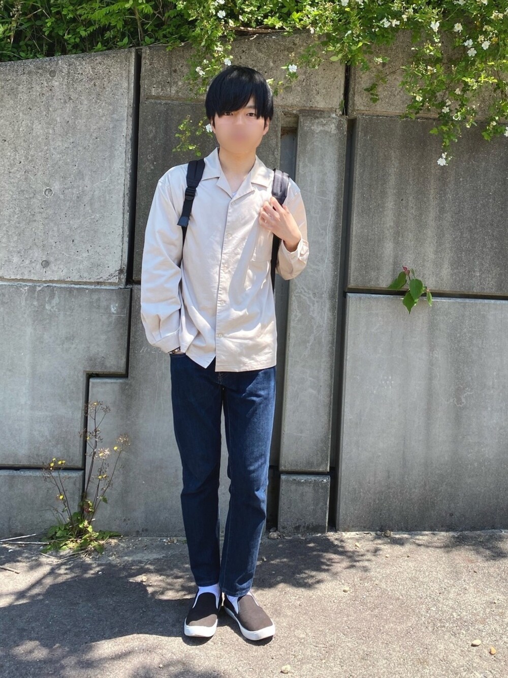 「おしゃれになりたい、自分磨き、SENSE OF PLACE by URBAN RESEAR、ユニクロ、GU、niko and ...、おしゃれさんと繋がりたい、春コーデ、春、いつもありがとうございます」｜「SENSE OF PLACE by URBAN RESEARCHのオープンカラーシャツ（シャツ/ブラウス、ベージュ系）」を使った、コウスケさん（メンズ・168cm）の春コーディネートの1枚目の写真