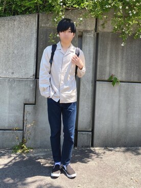 「いつもありがとうございます」｜「アイテム（スリッポン）」を使った、コウスケさん（メンズ・168cm）の春コーディネート