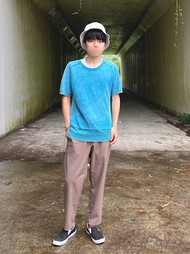 「アイテム（スリッポン）」を使った、コウスケさん（メンズ・168cm・20代）の夏コーディネート