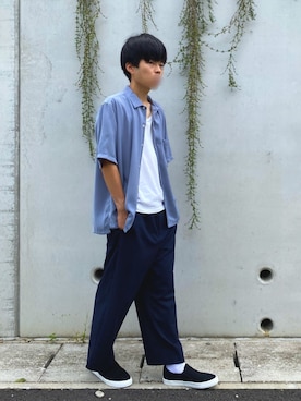 「アイテム（スリッポン）」を使った、コウスケさん（メンズ・168cm・20代）の秋コーディネート