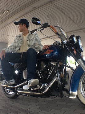 「Harley-Davidson（ハーレーダビッドソン）のアイテム（その他）」を使った、悠さん（メンズ・176cm）の夏コーディネート