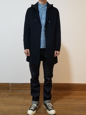 「ZARA（ザラ）のアイテム（ピーコート）」を使った、likkaさん（メンズ・173cm）の冬コーディネート