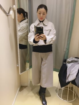 「H&M（エイチ・アンド・エム）のアイテム（デニムジャケット、ホワイト系）」を使った、kuri0723さん（レディース・163cm）の夏コーディネート
