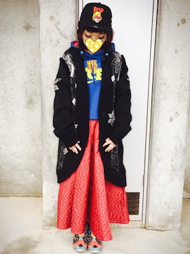 「HALFMAN（ハーフマン）のアイテム（帽子）」を使った、judieさん（レディース・148cm）の冬コーディネート