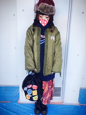 「RNA」｜「アイテム（ノーカラージャケット）」を使った、judieさん（レディース・148cm）の冬コーディネート