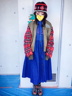 「ヘアバンド」｜「アイテム（MA-1）」を使った、judieさん（レディース・148cm）の春コーディネート