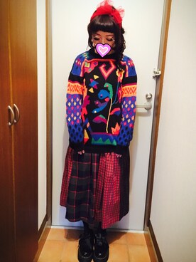 「柄×柄」｜「アイテム（その他シューズ）」を使った、judieさん（レディース・148cm）の春コーディネート
