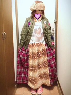 「RNA」｜「アイテム（ミリタリージャケット）」を使った、judieさん（レディース・148cm）の冬コーディネート