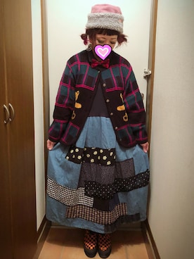 「GLOBAL WORK（グローバルワーク）のアイテム（ネクタイ）」を使った、judieさん（レディース・148cm）の冬コーディネート