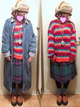 「カオリノモリ」｜「アイテム（その他アウター）」を使った、judieさん（レディース・148cm）の冬コーディネート