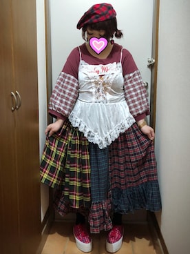 「ハンチング」｜「アイテム（キャミソール）」を使った、judieさん（レディース・148cm）の夏コーディネート