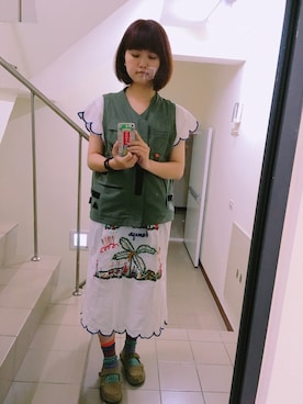 「adidas（アディダス）のアイテム（ノーカラージャケット）」を使った、Chiさん（レディース・160cm）の夏コーディネート
