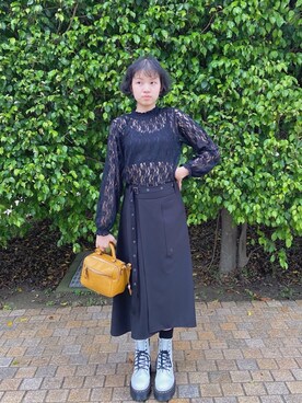 「アイテム（ブラジャー、ブラック系）」を使った、蔓さん（レディース・160cm）の秋コーディネート